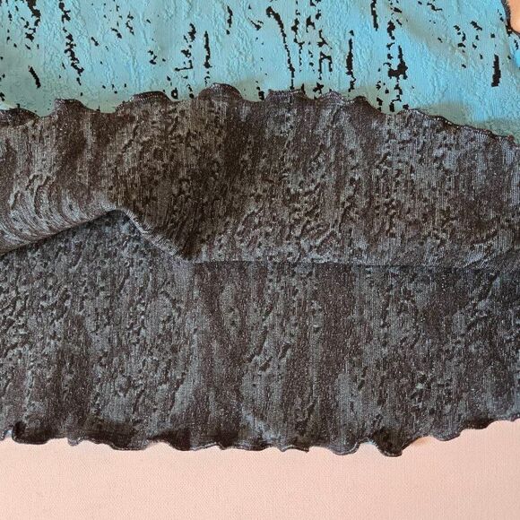 Haystacks Womens Textured Turquoise Black Pull On A-Line Stretch Skirt Size Medi - Picture 8 of 11